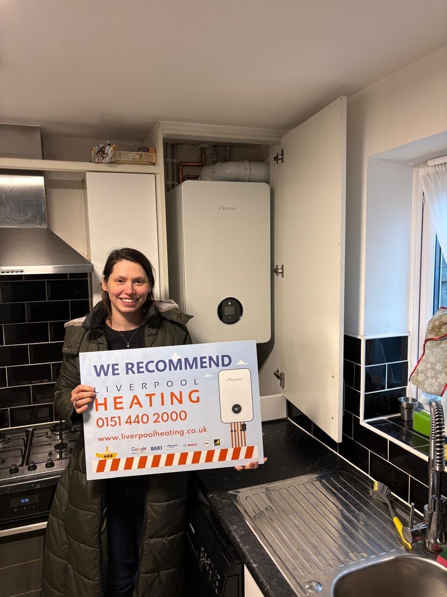 A customer with their newly installed Worcester boiler