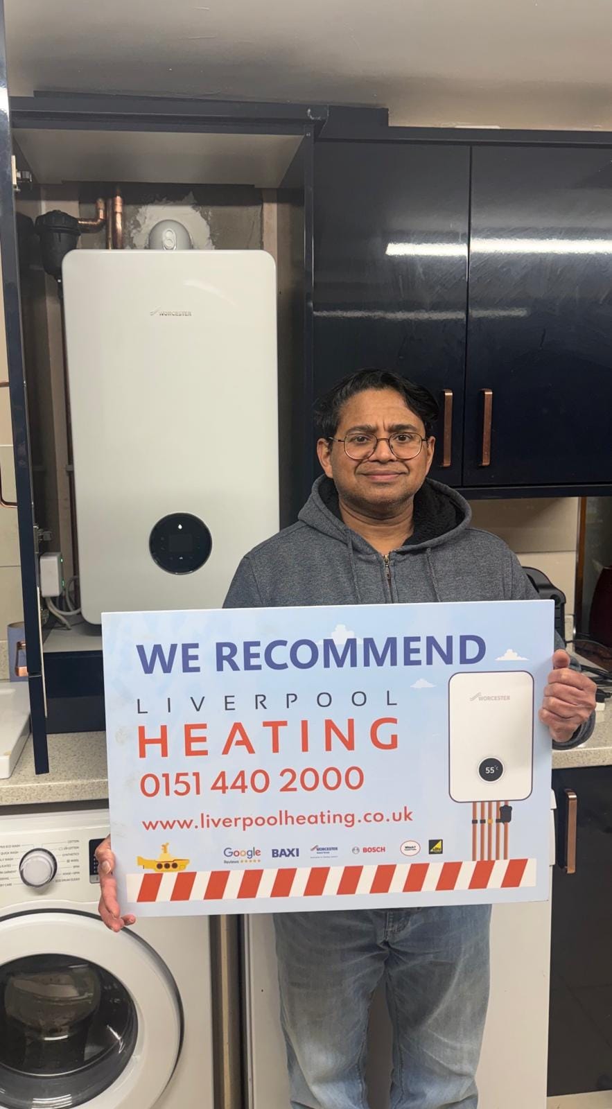A customer recommending their new Worcester boiler installation