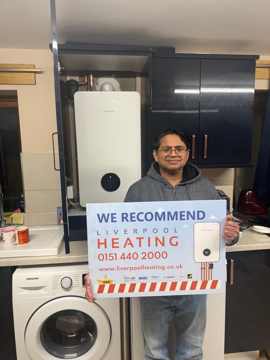 A customer with their newly installed Worcester boiler